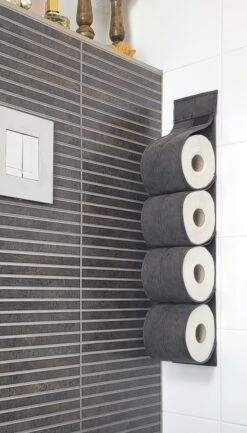 Reserverolhouder Hangend – Toiletrolhouder – Reserve Rolhouder – Zonder Boren – Rolhouder - Muur – Zwart - Antraciet - STOF & SPETTERVRIJ -Badkamerproducten 685x1200