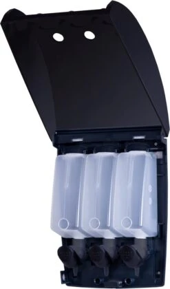 Aquathof, Zeepdispenser, Mat Zwart, 3 Kamer, 3 Reservoirs, 3x350ml, Hangend, Wandmontage -Badkamerproducten 705x1200