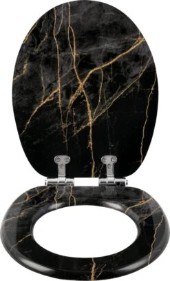 Kamyra® Toiletbril Met Softclose & Print - Toiletbrillen, WC Bril, Brillen, Toiletzitting - Zwart Marmer - 37.5x43.5 Cm -Badkamerproducten 729x1200 1