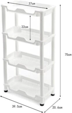 Merkloos Decopatent® 4 Laags Opbergrek -Staand Rek 4 Etages Voor Badkamer - Keuken - Keukenrek - Badkamerrek - Kunststof Rechthoekig Rek -Badkamerproducten 768x1200