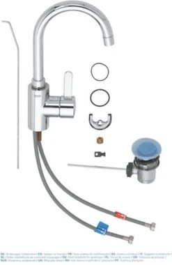 GROHE Eurosmart Cosmopolitan Wastafelkraan - Hoge C-uitloop - Met Trekwaste - Chroom - 32830001 -Badkamerproducten 780x1200 2