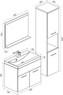 Badplaats Badkamermeubel Set Montreal 60 Cm X 35 Cm - Grijs Eiken - Badmeubel Met Spiegel En Zijkast -Badkamerproducten 796x1200 3