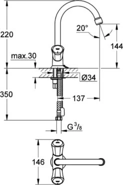 GROHE Costa-L Wastafelkraan - Met Ketting - Chroom -Badkamerproducten 802x1200 6