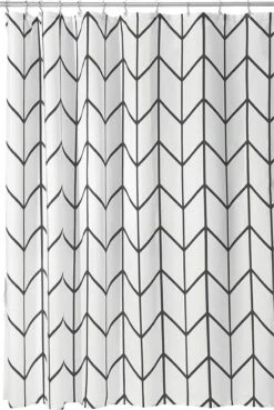 Douchegordijn Badkamer Accessoires - Visgraad - Zwart/Wit- 180x200 Cm