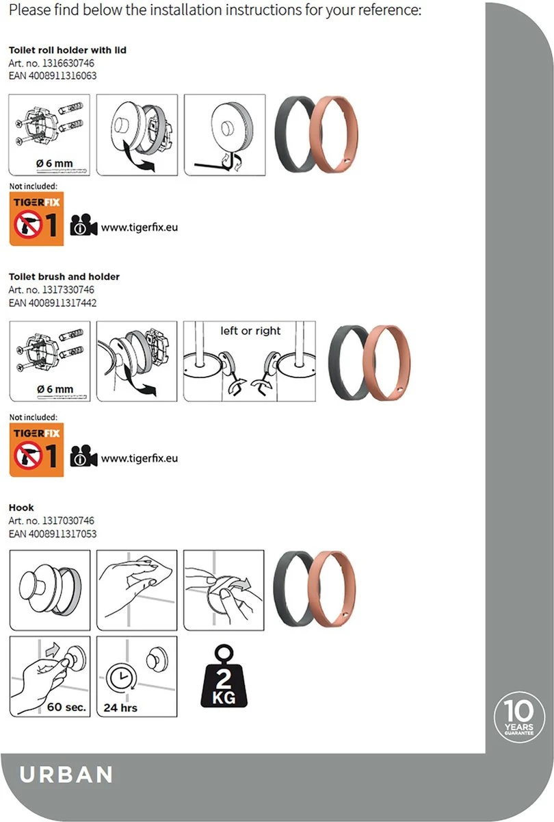 Tiger Urban Toiletaccessoireset - Toiletborstel Met Houder - Toiletrolhouder Met Klep - Handdoekhaak - Zwart 4 Tiger Urban Toiletaccessoireset - Toiletborstel Met Houder - Toiletrolhouder Met Klep - Handdoekhaak - Zwart - Afbeelding 4