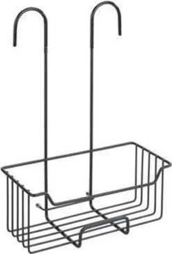 WENKO Doucherek Milo 25x36cm RVS Zwart - Doucherek Zonder Boren - Doucherek Hangend Zwart -Badkamerproducten 812x1200