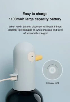 MUID Duck- Automatische Zeepdispenser - Handwas Schuimzeepdispenser Voor Kinderen - Zeeppompje-Oplaadbaar-Foam Technologie- Touchless Infrarood Sensor-Lichtblauw - 400ml - 10.35cm*11.5cm*19.5cm -Badkamerproducten 824x1200