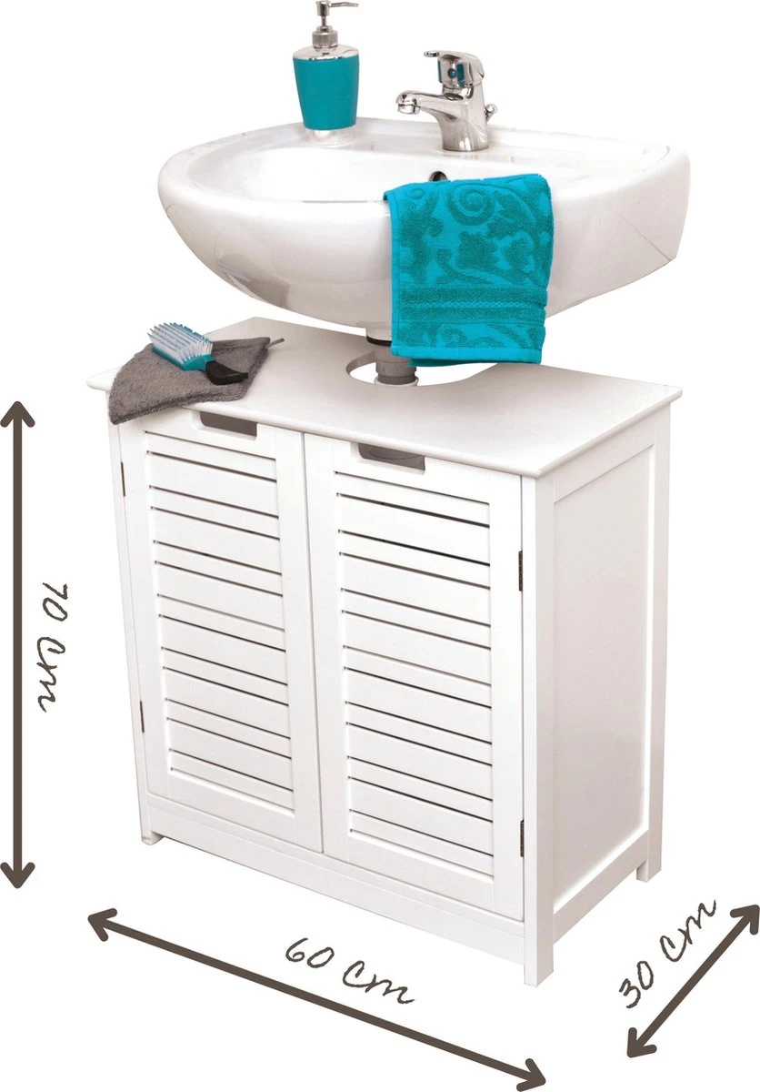 Merkloos Stockholm - Wastafel Onderkast - Wastafelmeubel - Badkamerkast - Wit - H70 X B60 X D30 - Badkamer Onderkast 3 Merkloos Stockholm - Wastafel Onderkast - Wastafelmeubel - Badkamerkast - Wit - H70 X B60 X D30 - Badkamer Onderkast - Afbeelding 3