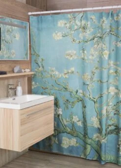 3BMT Douchegordijn Design - Amandelbloesem Van Gogh - 180 X 200 Cm - Met Ringen -Badkamerproducten 865x1200