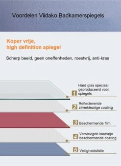 Viidako LED Rechthoekige Badkamerspiegel - Anti-condens - 3 LED Verlichting Standen - Krasbestendig -Badkamerproducten 873x1200 4