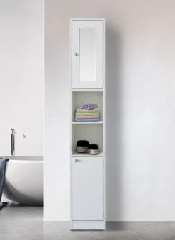 Kolomkast - Opbergkast Badkamer Of Hal - Met Spiegel - 180 Cm Hoog - Wit 8 Kolomkast - Opbergkast Badkamer Of Hal - Met Spiegel - 180 Cm Hoog - Wit -Badkamerproducten 875x1200 4