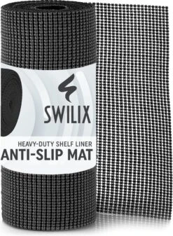SWILIX ® Antislipmat Voor Kasten En Lades, Douchemat - Badkamermat - Badmat, Dienblad, Vloer - 4 Meter Rol - Anti Slip Mat - 400 X 30 Cm - Zwart -Badkamerproducten 880x1200 3