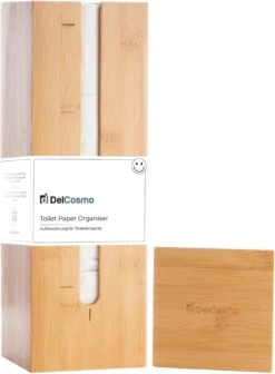 DelCosmo Staande Toiletpapier Houder Gemaakt Van Bamboe - Toiletrolhouder Voor 4 Toiletrollen - Toiletrollen Rolhouder - Toilet & Badkamer Accessoires -Badkamerproducten 881x1200