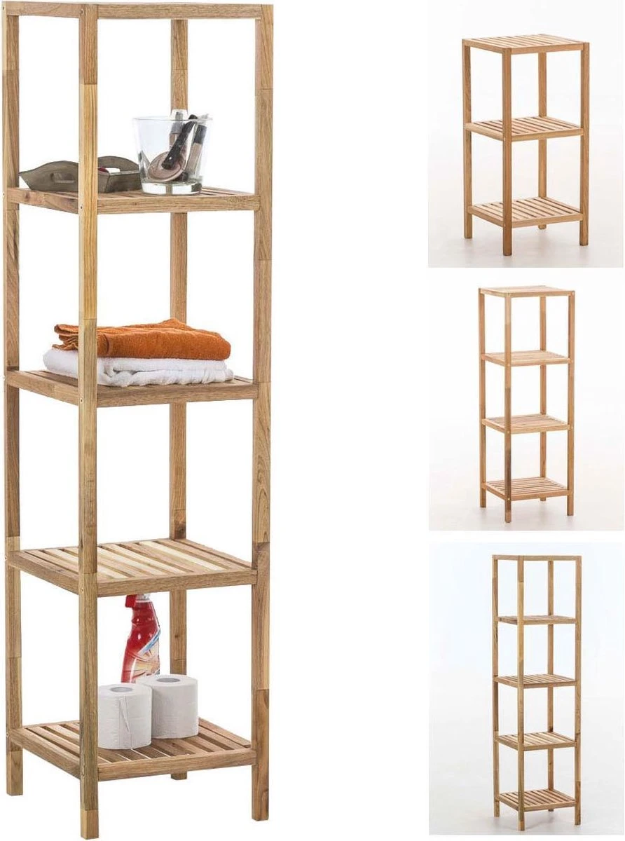 CLP Houten Badkamerrek / Keukenrek Walnoot XL 9 CLP Houten Badkamerrek / Keukenrek Walnoot XL - Afbeelding 9