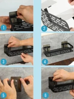 Merkloos Jawes- Wandrek- Zwart- 2stuks- Doucherek- Zonder Te Boren- Wandrek Zonder Boren- Wandrekje -Badkamerproducten 894x1200