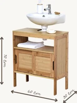 Wastafel Onderkast - Wastafelmeubel - Badkamerkast - Wastafelkast - H70 X B60 X D30 - Bamboe -Badkamerproducten 898x1200 4