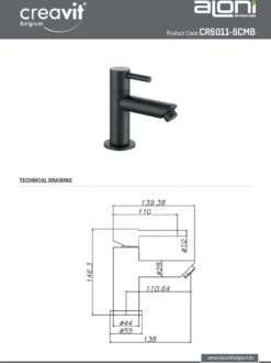 Aloni - KLEINE ! Koudwaterkraan 1/2 Mat Zwart -Badkamerproducten 899x1200 30