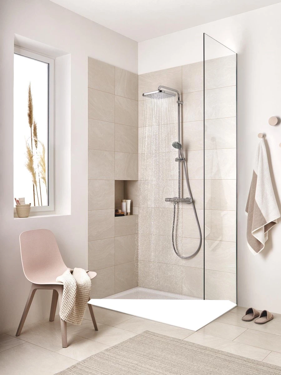 GROHE QuickFix Vitalio Start 250 Regendouche - □ 25 Cm - Vierkant - Met Thermostaatkraan - Chroom 4 GROHE QuickFix Vitalio Start 250 Regendouche - □ 25 Cm - Vierkant - Met Thermostaatkraan - Chroom - Afbeelding 4