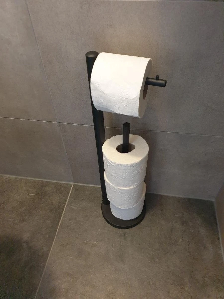Luxe Toiletrolhouder - Toiletrolstandaard - Geschikt Voor 4 Wc Rollen - Metaal Zwart 1 Luxe Toiletrolhouder - Toiletrolstandaard - Geschikt Voor 4 Wc Rollen - Metaal Zwart