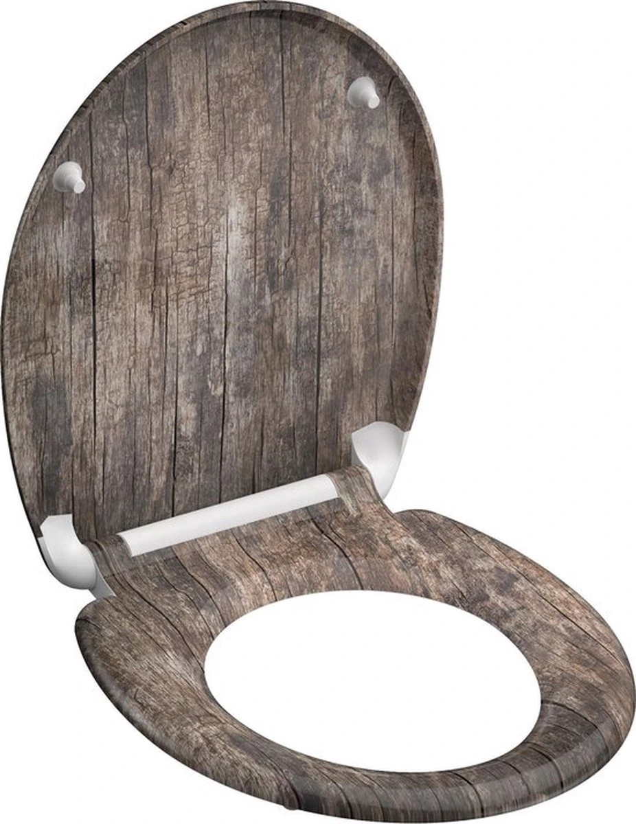 SCHÜTTE WC-Bril 82368 OLD WOOD - Duroplast - Soft Close - Afklikbaar - RVS-Scharnieren - Decor - 3-zijdige Print 2 SCHÜTTE WC-Bril 82368 OLD WOOD - Duroplast - Soft Close - Afklikbaar - RVS-Scharnieren - Decor - 3-zijdige Print - Afbeelding 2