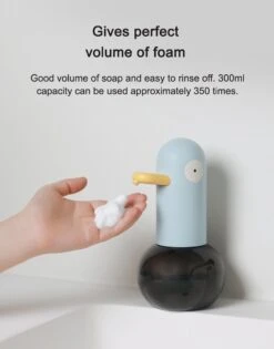 MUID Duck- Automatische Zeepdispenser - Handwas Schuimzeepdispenser Voor Kinderen - Zeeppompje-Oplaadbaar-Foam Technologie- Touchless Infrarood Sensor-Lichtblauw - 400ml - 10.35cm*11.5cm*19.5cm -Badkamerproducten 940x1200