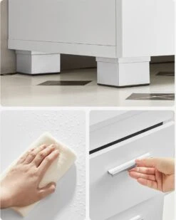 Signature Home Beirut Wastafel - Badkamerkast Met 3 Grote Lades - Badkamerkast - 2 Vakken Achter De Deur - Badkameronderkast Met Poten - 30 X 70 X 64 Cm - Wit -Badkamerproducten 960x1200 15