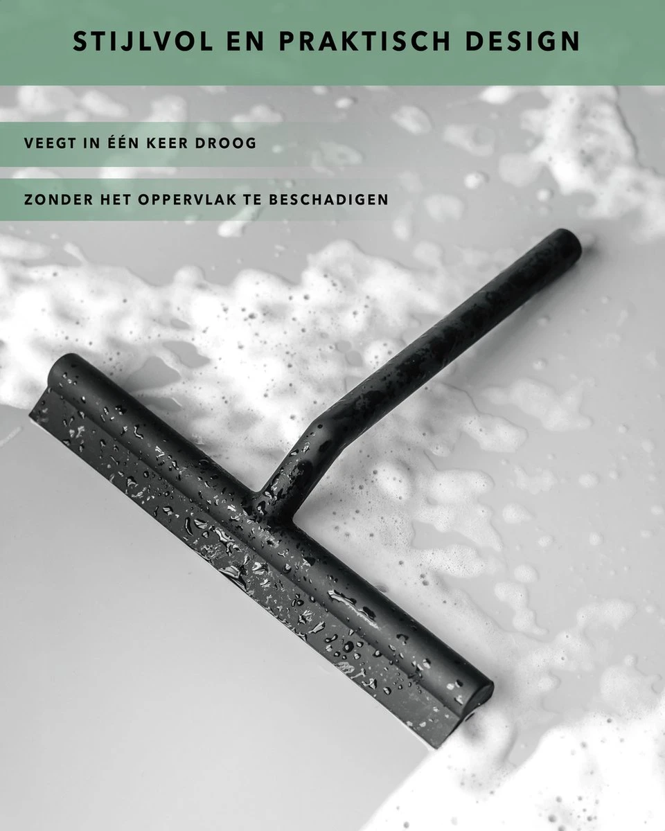Douchewisser Zwart Met Ophangsysteem- Badkamer Accessoires- Raamwisser- Trekker Douche- Silicone- 21cm X 16cm 3 Douchewisser Zwart Met Ophangsysteem- Badkamer Accessoires- Raamwisser- Trekker Douche- Silicone- 21cm X 16cm - Afbeelding 3