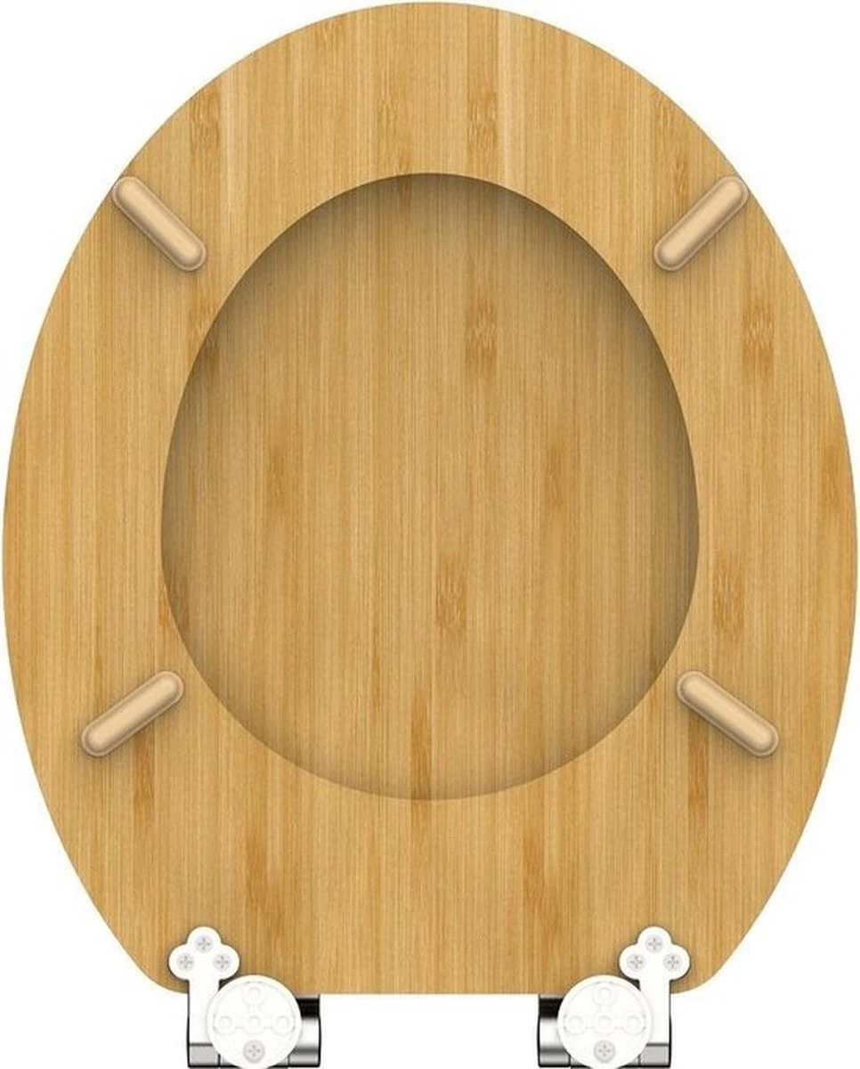 SCHÜTTE WC-Bril 81101 NATURAL BAMBOO - Massief Bamboe - Soft Close - Verchroomde Scharnieren 6 SCHÜTTE WC-Bril 81101 NATURAL BAMBOO - Massief Bamboe - Soft Close - Verchroomde Scharnieren - Afbeelding 6