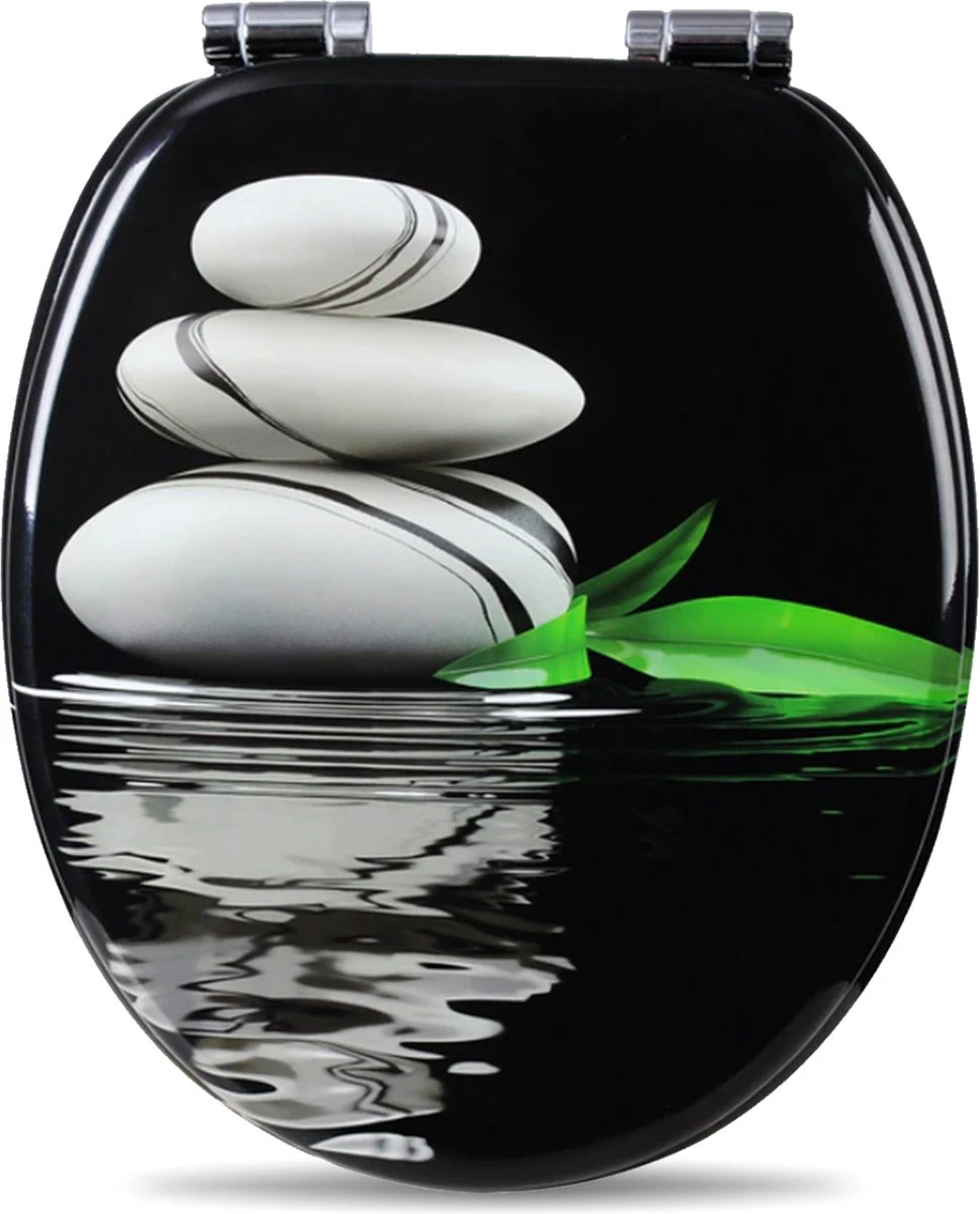 Happyment Antibacteriële Toiletbril - Met Softclose - Universeel - Toiletbrillen Met Kiezel Print - WC Bril - Toiletzitting 1 Happyment Antibacteriële Toiletbril - Met Softclose - Universeel - Toiletbrillen Met Kiezel Print - WC Bril - Toiletzitting