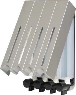 Aquathof, Zeepdispenser, RVS Kleur, 4 Kamer, 4 Reservoirs, 4x500ml, Hangend - Wandmontage -Badkamerproducten 970x1200