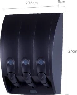 Aquathof, Zeepdispenser, Mat Zwart, 3 Kamer, 3 Reservoirs, 3x350ml, Hangend, Wandmontage -Badkamerproducten 975x1200 1