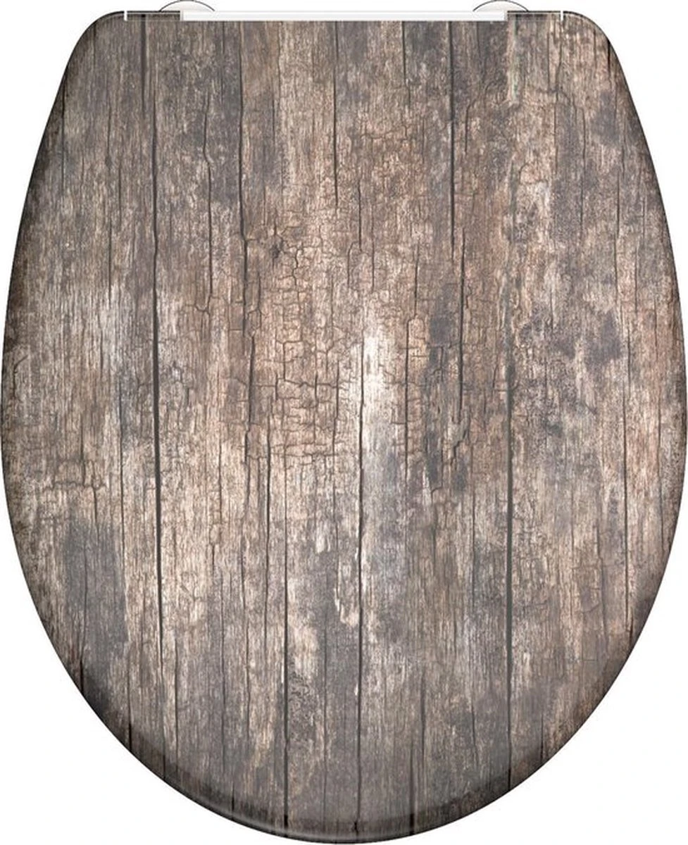 SCHÜTTE WC-Bril 82368 OLD WOOD - Duroplast - Soft Close - Afklikbaar - RVS-Scharnieren - Decor - 3-zijdige Print 1 SCHÜTTE WC-Bril 82368 OLD WOOD - Duroplast - Soft Close - Afklikbaar - RVS-Scharnieren - Decor - 3-zijdige Print