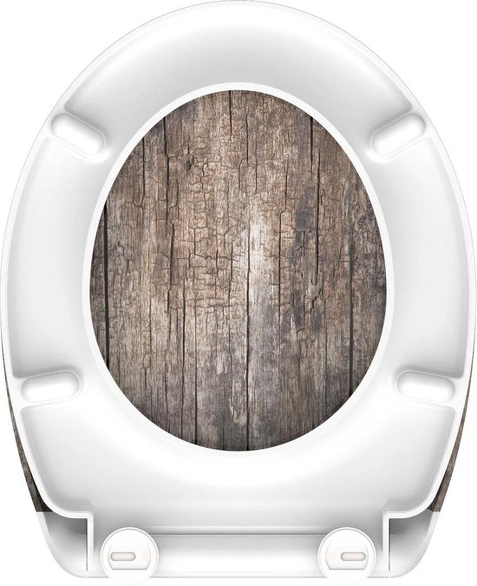 SCHÜTTE WC-Bril 82368 OLD WOOD - Duroplast - Soft Close - Afklikbaar - RVS-Scharnieren - Decor - 3-zijdige Print 3 SCHÜTTE WC-Bril 82368 OLD WOOD - Duroplast - Soft Close - Afklikbaar - RVS-Scharnieren - Decor - 3-zijdige Print - Afbeelding 3