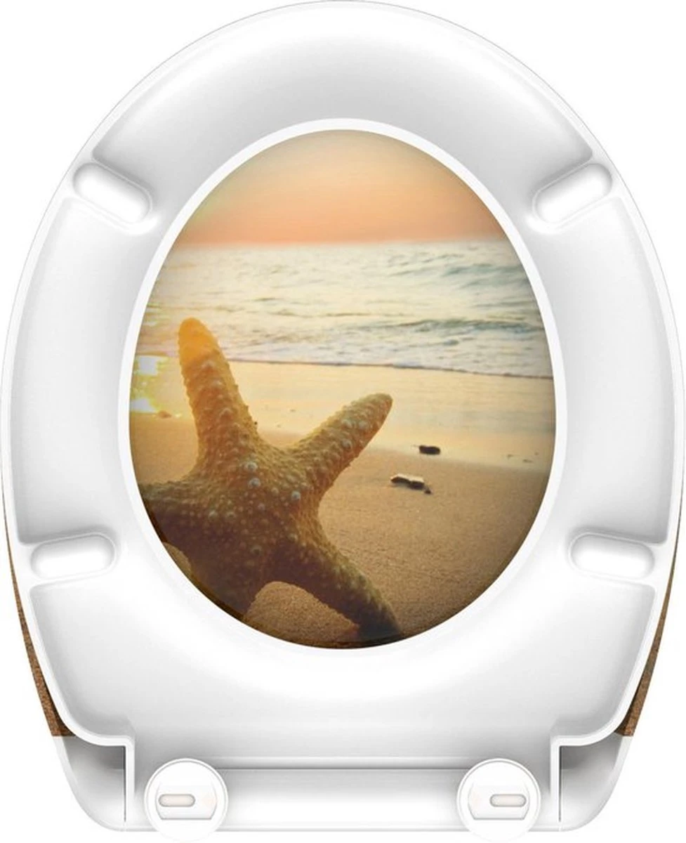 SCHÜTTE WC-Bril 82373 SEA STAR - Duroplast - Soft Close - Afklikbaar - RVS-Scharnieren - Decor - 3-zijdige Print 5 SCHÜTTE WC-Bril 82373 SEA STAR - Duroplast - Soft Close - Afklikbaar - RVS-Scharnieren - Decor - 3-zijdige Print - Afbeelding 5